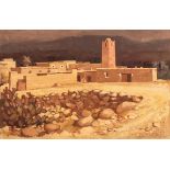Allan Laycock RWA (1928-2020)/Mosque at Menaa, Algeria/titled to artist's label verso/oil on board,