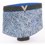 Philip Evans (born 1959), a stoneware vessel with textured surface, blue glaze with gold detail,