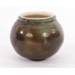 Eric Leaper (1921-2002), a Newlyn pottery vase of squat form, green glazed, 11.