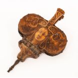 A pair of Art Nouveau fruitwood bellows, carved a maiden's face flanked by eagles,