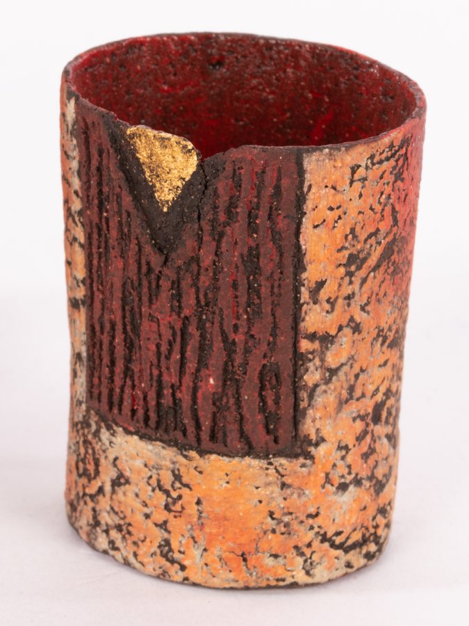Philip Evans (born 1959), two small oval stoneware vessels with textured surface, red, - Bild 3 aus 3