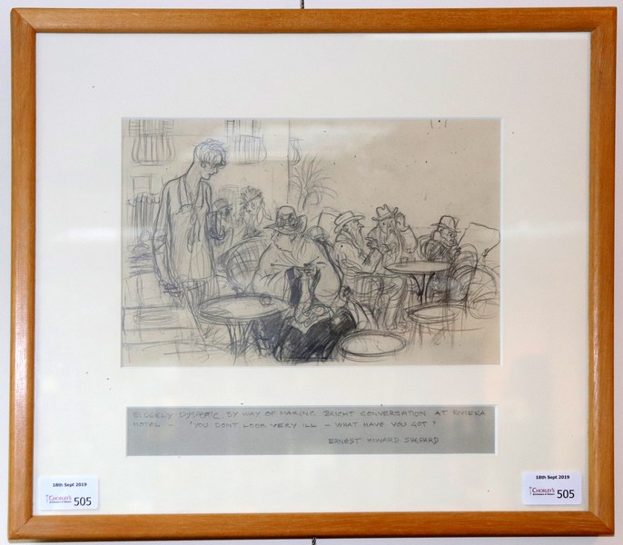 Ernest Howard Shepard (British 1879-1976)/Riviera Cafe Sketch/inscribed/pencil, 16cm x 24. - Image 2 of 4