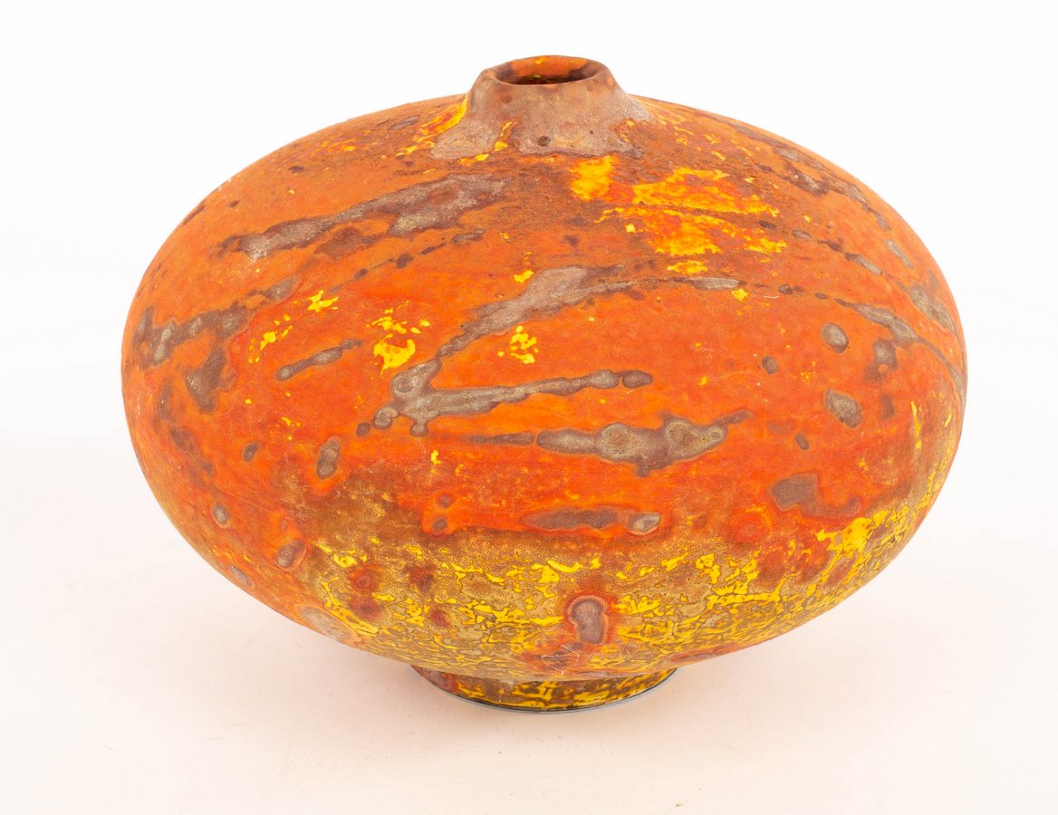 Peter Andersson (born 1958), a spherical orange vessel, label under, - Bild 2 aus 3
