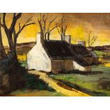 Paul Kerouedan (20th Century)/Breton Cottages at Sunset/signed lower left/oil on board, 45cm x 53.