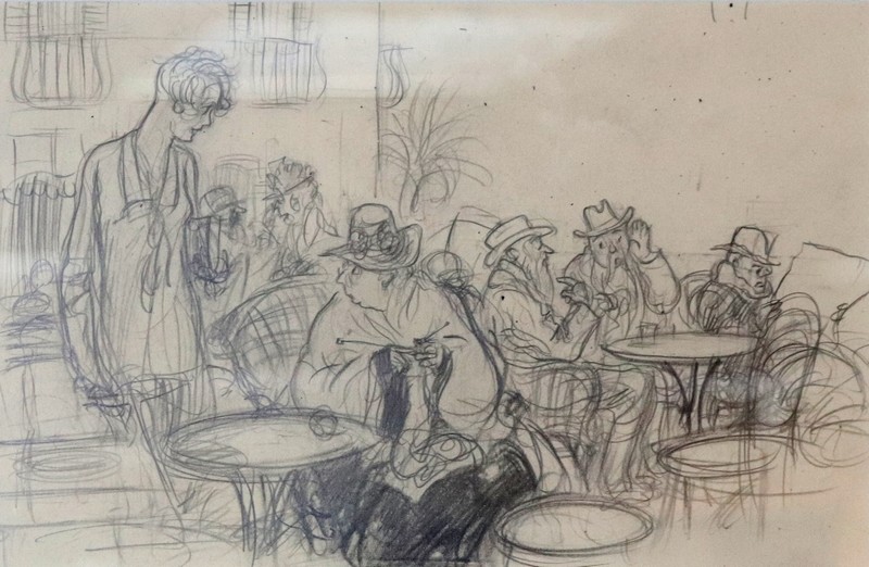 Ernest Howard Shepard (British 1879-1976)/Riviera Cafe Sketch/inscribed/pencil, 16cm x 24.