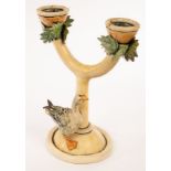 Anna Lambert, a large studio pottery double sconce candlestick,
