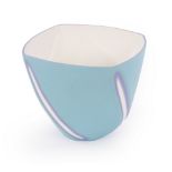 Sasha Wardell (born 1956), a square porcelain vessel with purple and white stripes to corners,