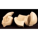 After Henry Moore, Standing Sculptures, two limestone carvings,