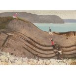 Allan Laycock RWA (1928-2020)/Climbing on Rocks/signed and titled verso/acrylic watercolour on