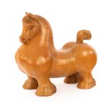 A mid-20th Century painted terracotta horse, possibly Italian and in the style of Fernando Botero,