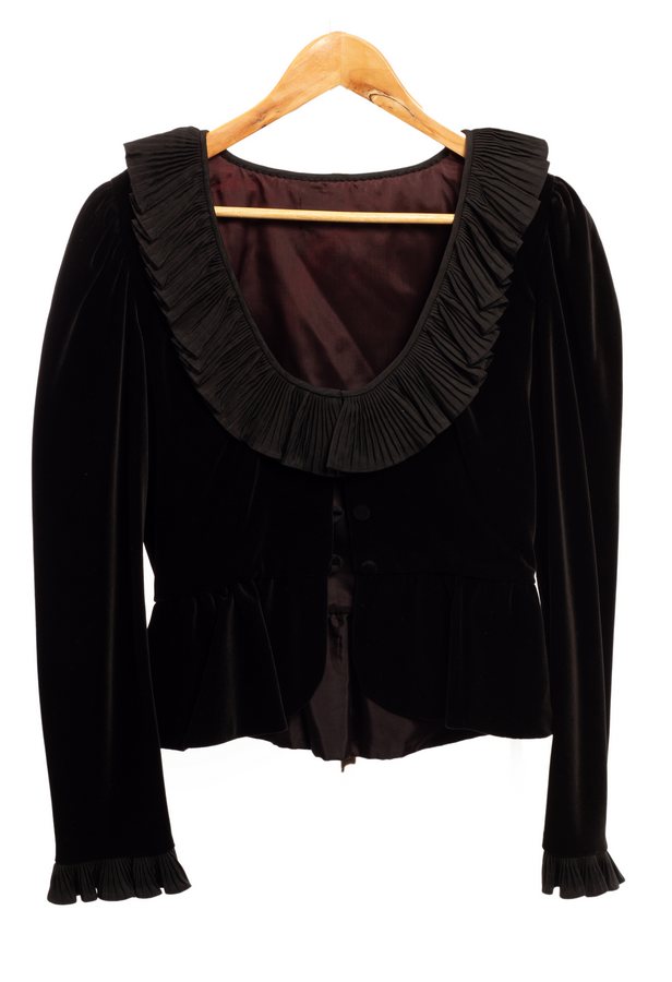 A Gina Fratini black evening dress and jacket, the dress with velvet bodice and a taffeta skirt, - Image 3 of 4