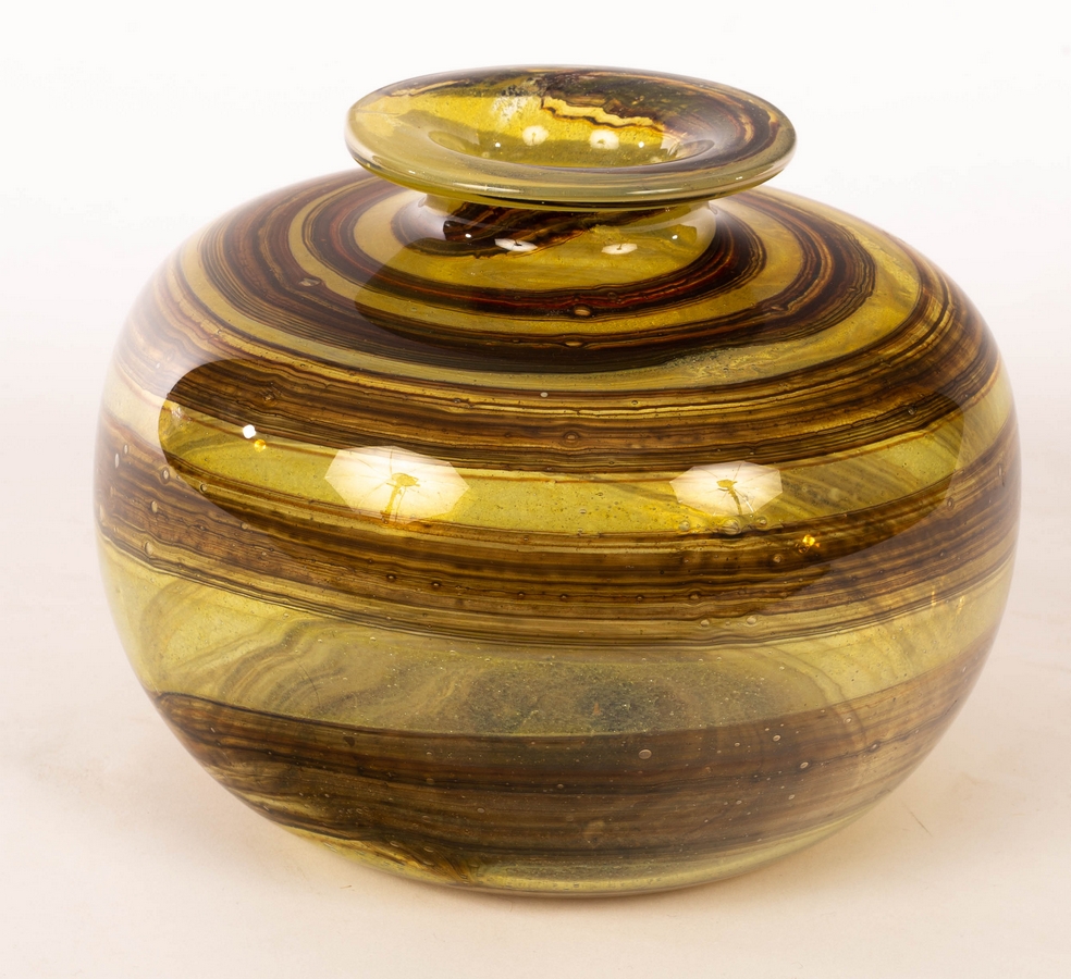 Michael Harris, an Isle of Wight glass globular vase from the Tortoiseshell range,