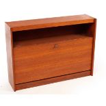 A Gordon Russell teak side cabinet with single shelf above a cupboard with fall front, 108cm wide,