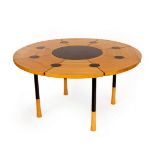 Richard Nissen (1928-2013), a 'Yang' dining table, Danish 1970s, in beech and black lacquered metal,