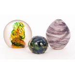 Michael Harris, an Isle of White glass paperweight, 7cm high, a glass paperweight by Jane Charles,