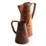 H Dyer, an Arts & Crafts copper water jug,
