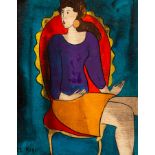Linda Le Kinff (born 1949)/Study of a Lady Sitting in a Chair/inscribed verso 'Hanna,