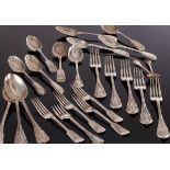 Four silver fiddle and thread pattern dessert spoons, WT,