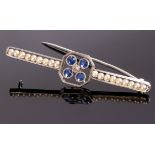 An Art Deco sapphire and diamond bar brooch,