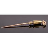 A diamond stick pin, the claw set stone approximately 3.9mm diameter, 1.