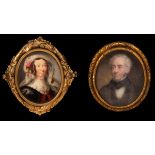 English School, mid 19th Century/Portrait Miniatures of a Lady and a Gentleman/bust length,