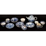 A group of Chinese blue and white porcelain, Qing dynasty, to include a bullet-shaped teapot,