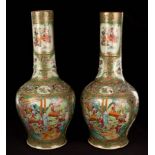 Two Chinese famille rose baluster vases, late Qing dynasty,