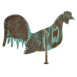 A cockerel copper weather vane,