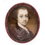 English School, mid 18th Century/Portrait Miniature of a Gentleman/bust length,