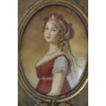 Tischbein/Portrait miniature of a Young Lady/facing left,