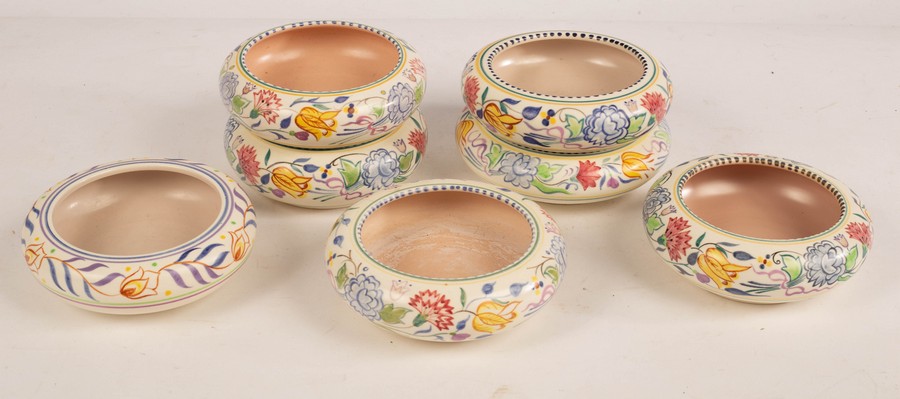 Poole Pottery, seven 15cm posy dishes,