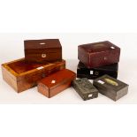 Seven Victorian and later work boxes, jewellery boxes etc.