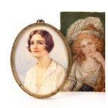Two portrait miniatures of women,