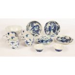 A collection of Qing blue and white porcelain including a bowl decorated a dragon,