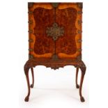 A Queen Anne style burl inlaid cabinet on stand by Jonathan Charles,