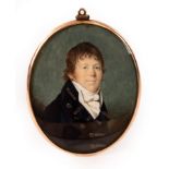 English School, 18th Century/Portrait Miniature of a Gentleman/looking left,