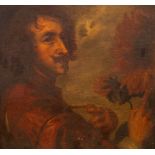 After Sir Anthony Van Dyck/Portrait of the Artist with a Sunflower/oil on canvas,