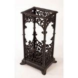 A cast iron stick stand, pierced decoration to the sides, 59.