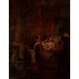 English School, early 19th Century/Figures in an Interior/oil on board, 18.