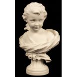 A biscuit porcelain bust of Cupid, 19th Century, impressed Sèvres,