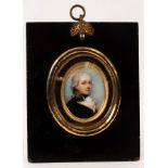 English School, late 18th Century/Portrait Miniature of a Naval Commander/looking left,