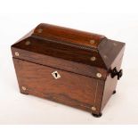 A George III rosewood tea caddy,