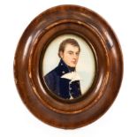 Frederick Buck/Portrait Miniature of an Officer/looking left,