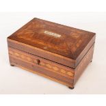 A 19th Century rosewood and parquetry workbox,
