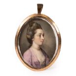 English School, late 18th Century/Portrait Miniature of a Woman/ looking left, her hair up,