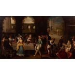 Attributed to Lodewyck Toeput/A Banqueting Scene on a Palace Terrace/oil on panel,