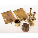 A pair of brass candle sconce reflectors,