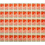 A sheet of fifty 1949 stamps to celebrate the foundation of the Republic of China,