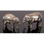 Two silver elephant pin cushions, A L Lord, Birmingham, 1907, 3.