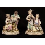 Two Meissen style figure groups, late 19th Century, one couple with a lute,